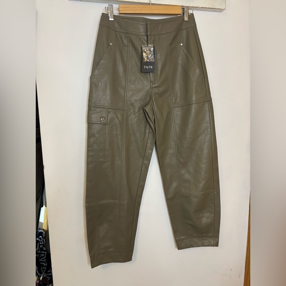 Fate NWT Olive Green faux leather cargo pants